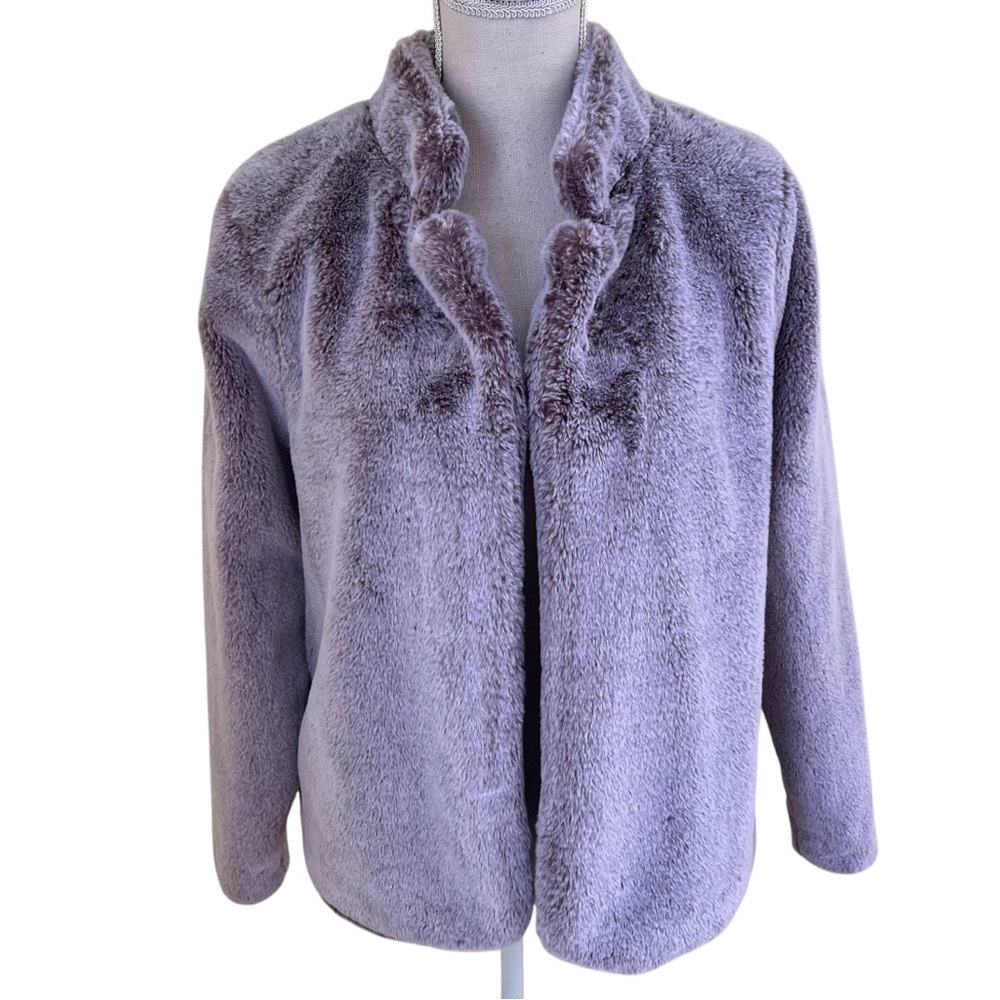 Democracy Frosted Light Purple Open Front Faux Fur Jacket M